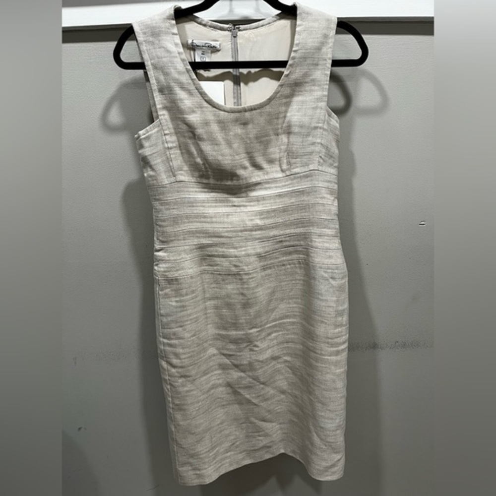 Oscar De La Renta Silk/Linen Sheath Dress
